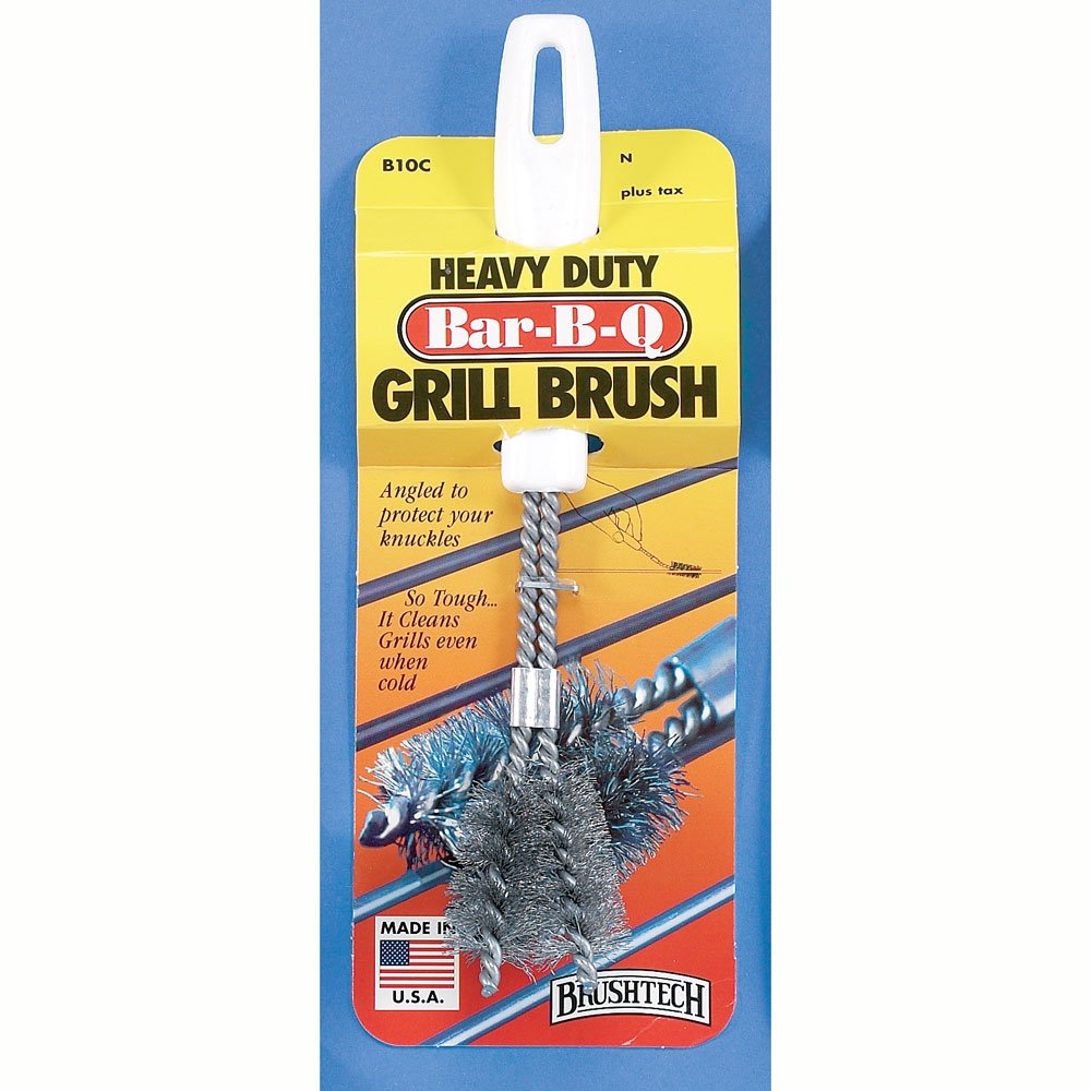 BrushtechTwo-Pronged V-Shaped BBQ Grill Brush, Brass, Plastic, Black