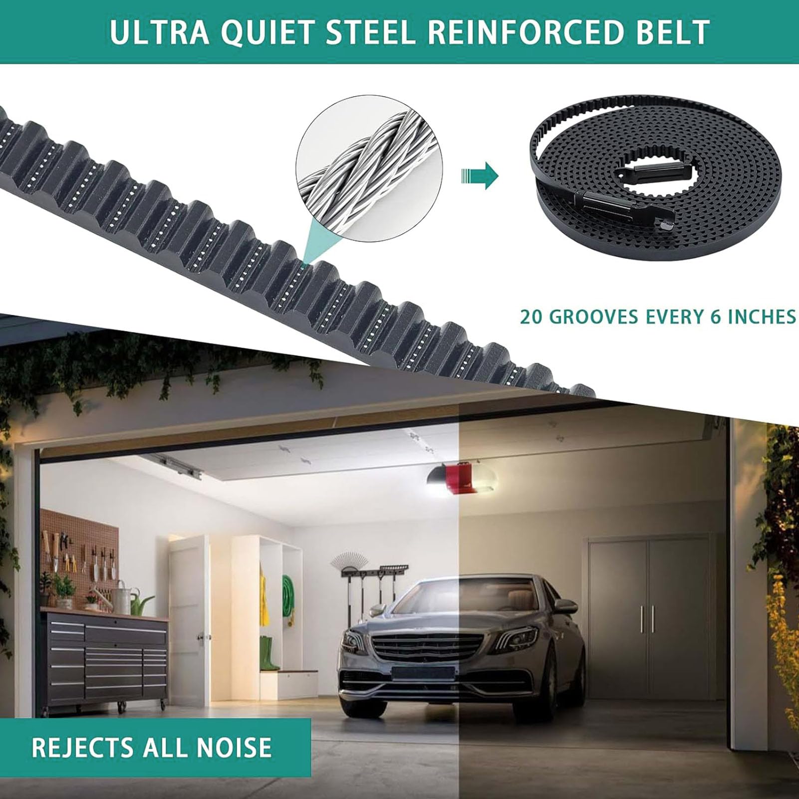 Alomejor Garage Door Opener Belt 10ft Durable