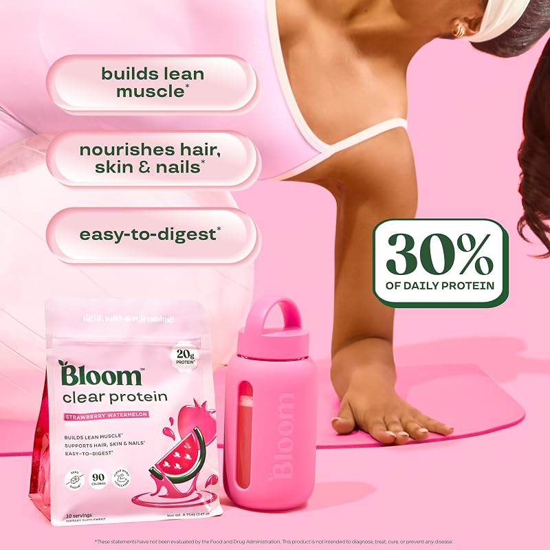 Bloom Nutrition Clear Whey Protein, Strawberry Watermelon, 10 Servings image 3