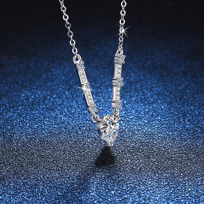 Image of Shining Diva Fashion Valentine Gift For Girlfriend Stylish Silver Plated Crystal Chain Pendant Necklace for Women and Girls