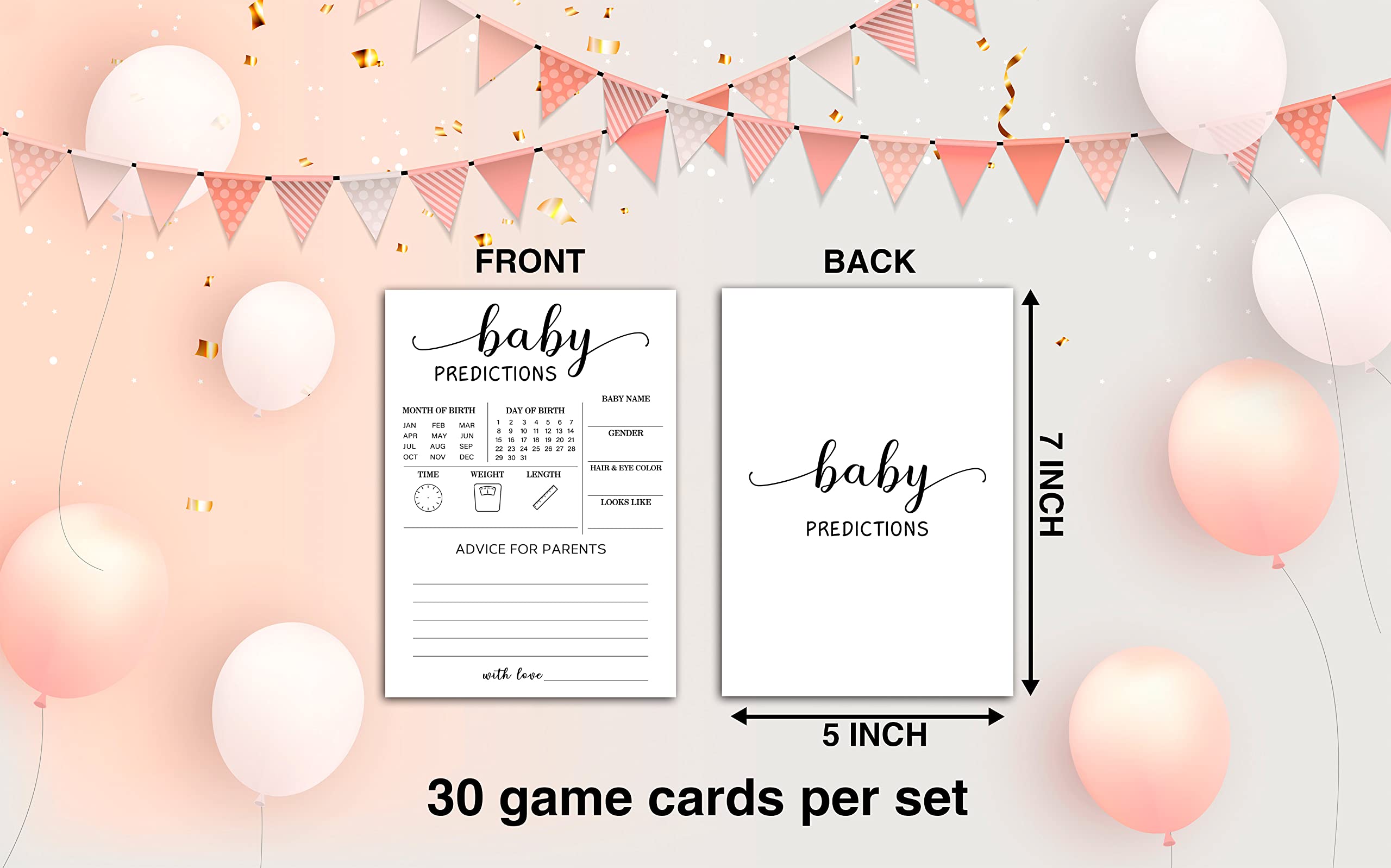 WwongxianB Predictions and Advice Card for Adult, Neutral Gender Shower Party Game, White Gender Reveal Game Unique Shower Card, 30 Game Cards?BBGAME 004?