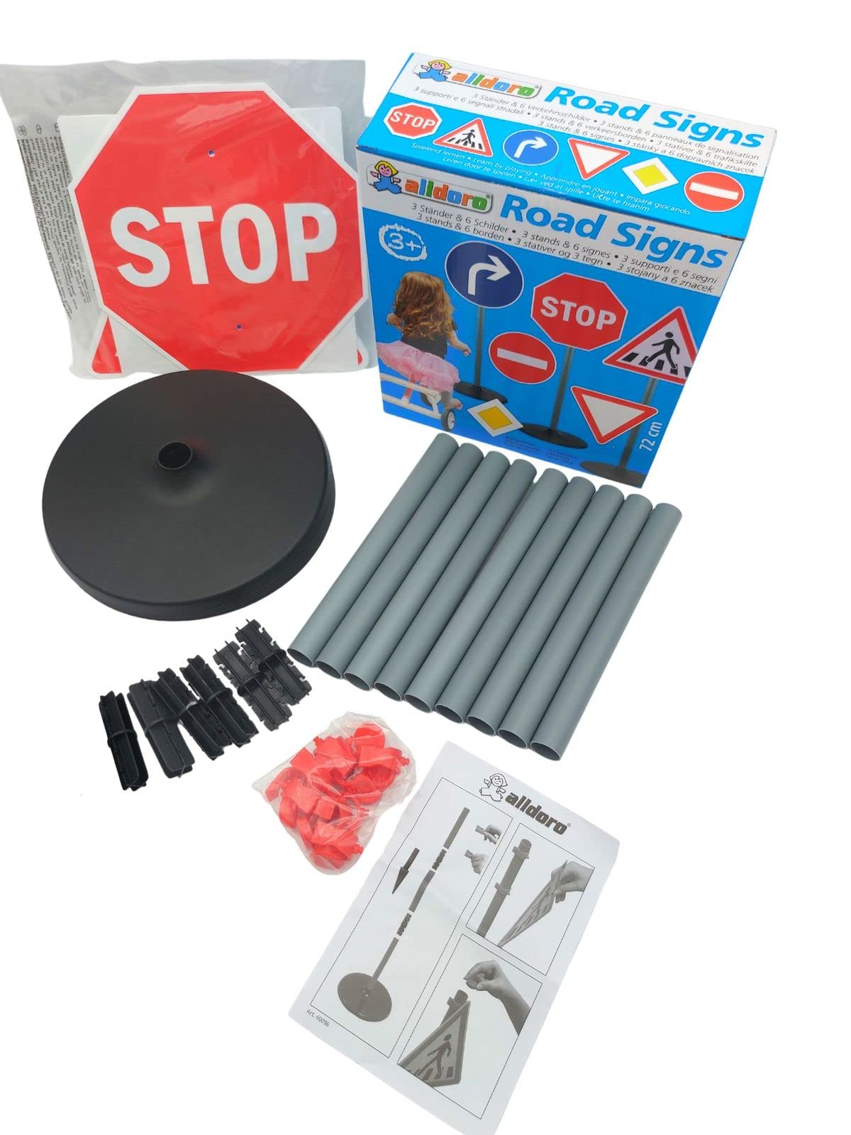 Alldoro 60096 Panneaux de Signalisation pour Enfants, 6 Panneaux, 72 cm Multicolore
