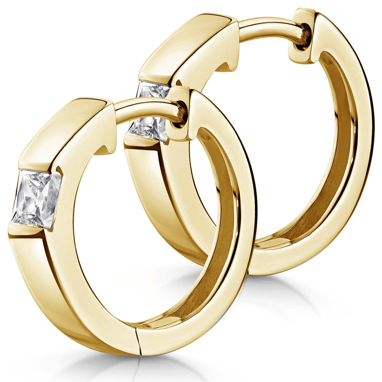 MATERIA by Matthias Wagner Pendientes de aro de plata 925 para mujer, 17 mm, rodiados o dorados, Circonita cúbica, Circonia cúbica