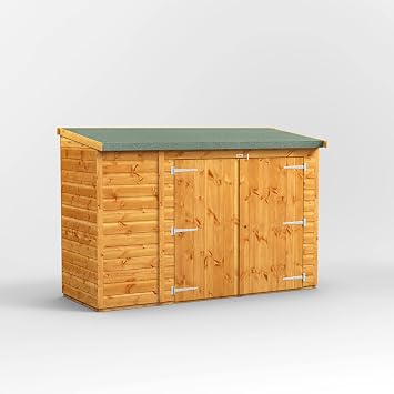 Powersheds High Grade Premium Pent Bike/Bicycle Wooden Shed with Security Features, Door Flexibility, made from Extra Thick Timber