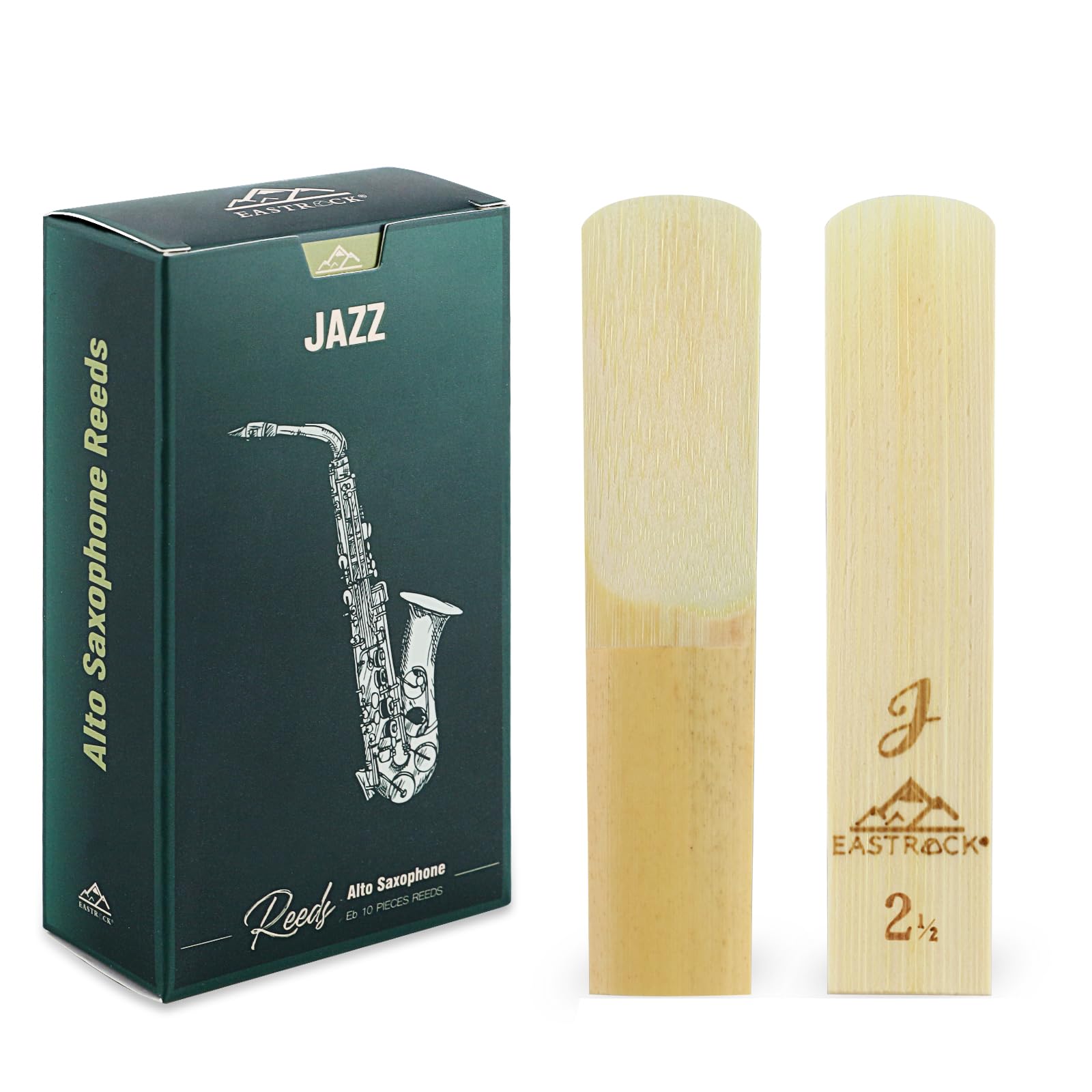EASTROCK Jazz Alto Saxophone Reeds 2.0/2.5/3.0 Professional Alto Sax Reeds for Saxophone Beginner and Advanced Saxophonist Strength 2.5-10 Pack