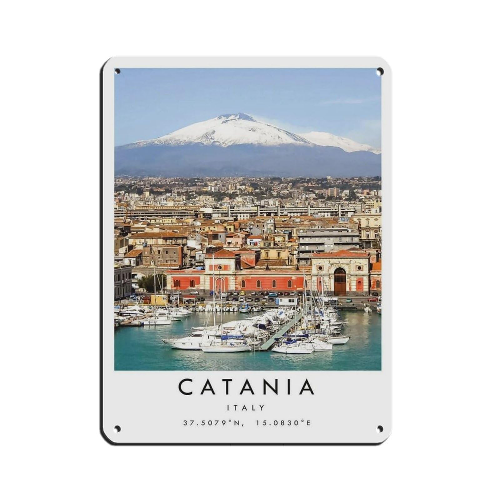Catania Travel, Catania Poster（46） Retro Poster Metal Tin Sign Chic Art Retro Iron Painting Bar People Cave Cafe Family Garage Poster Wall Decoration 12x16inch(30x40cm)