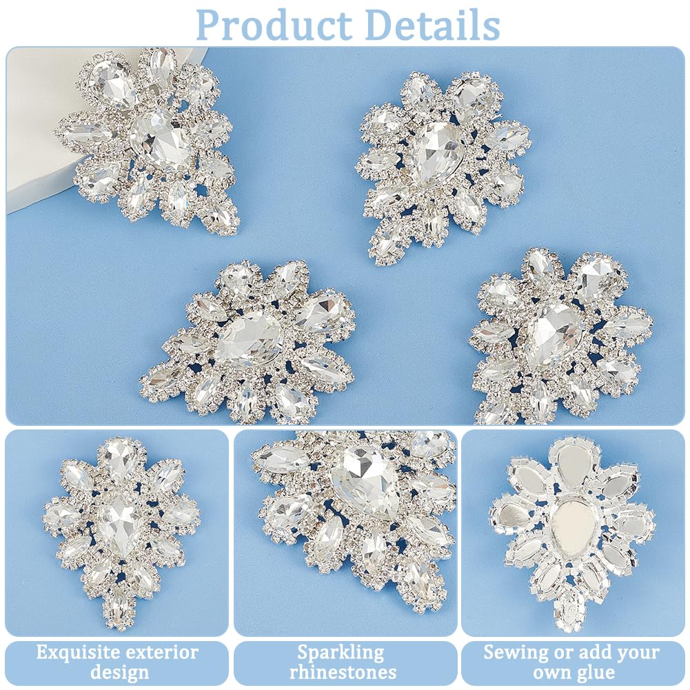 Strass Applikation V-Ausschnitt 23x12,5cm - Goldener Kristallflicken Für Brautkleider