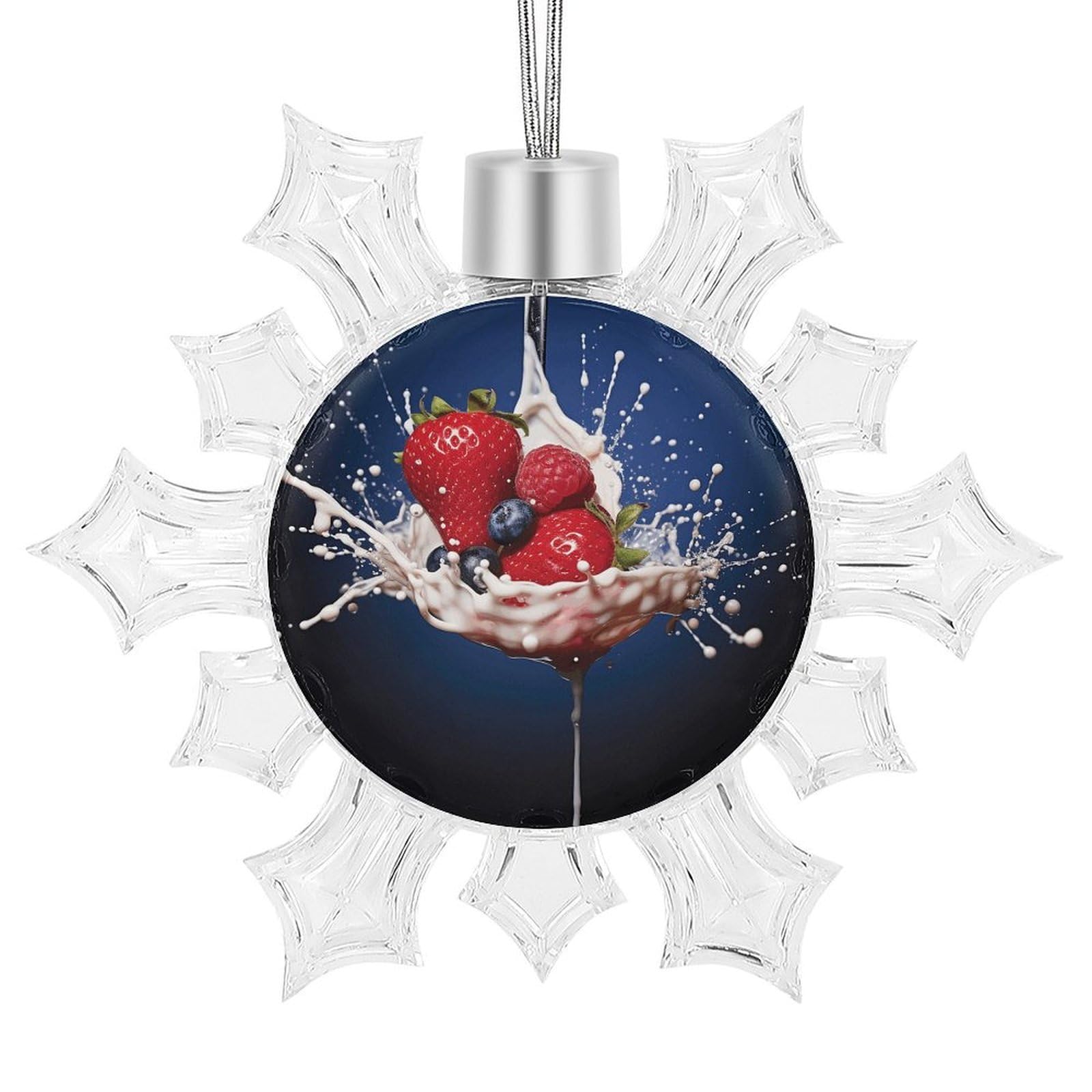 Fruit in Spoon Snowflake Ornaments Cute Snowflake Pendant Exquisite Christmas Tree Ornaments for Christmas Weddings New Year Birthday Holiday Celebration
