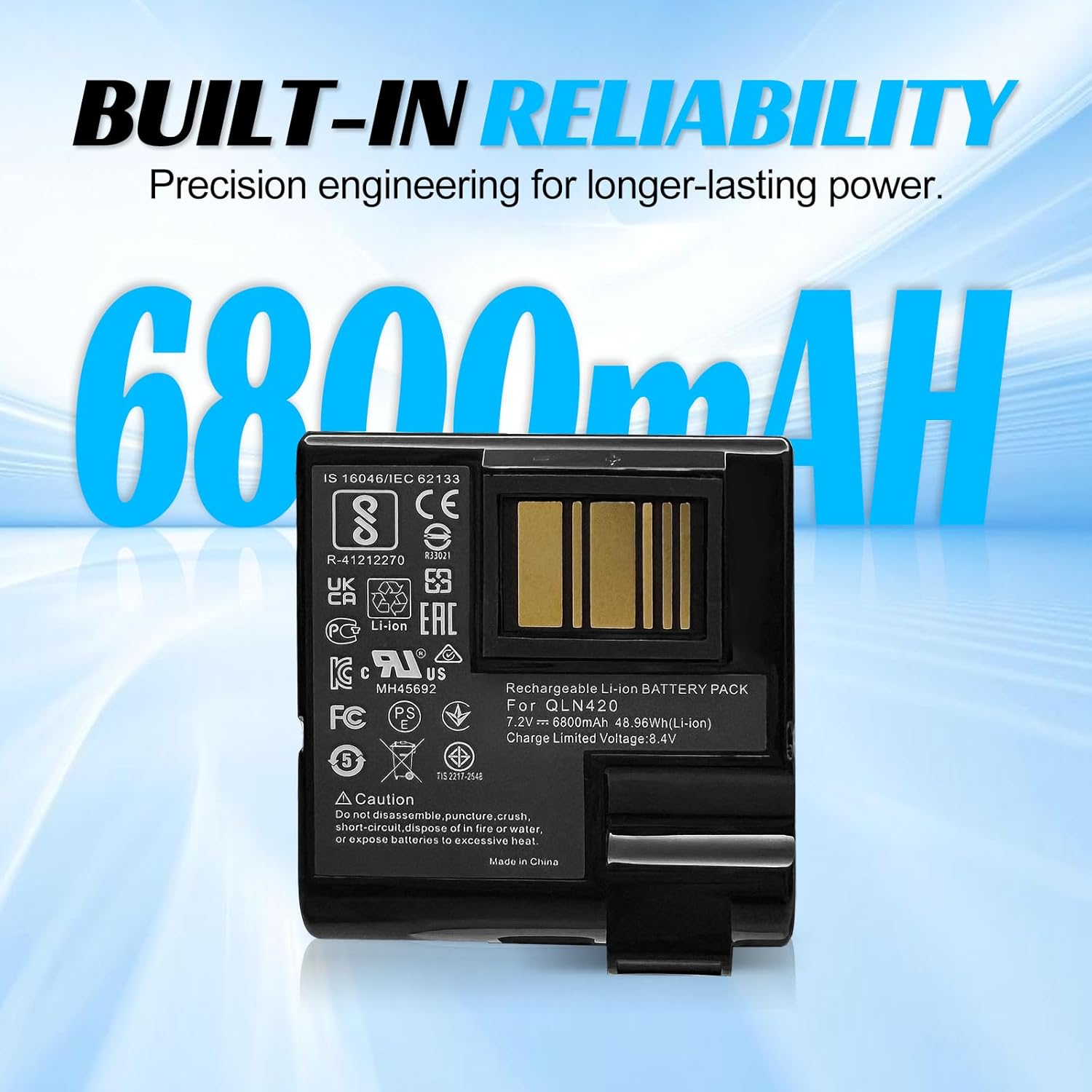 Replacement Battery for Zebra QLn420 ZQ630 Thermal Barcode Label Printer P1050667-016 BTRY-MPP-68MA1-01 P1040687 P1089760-002, etc.