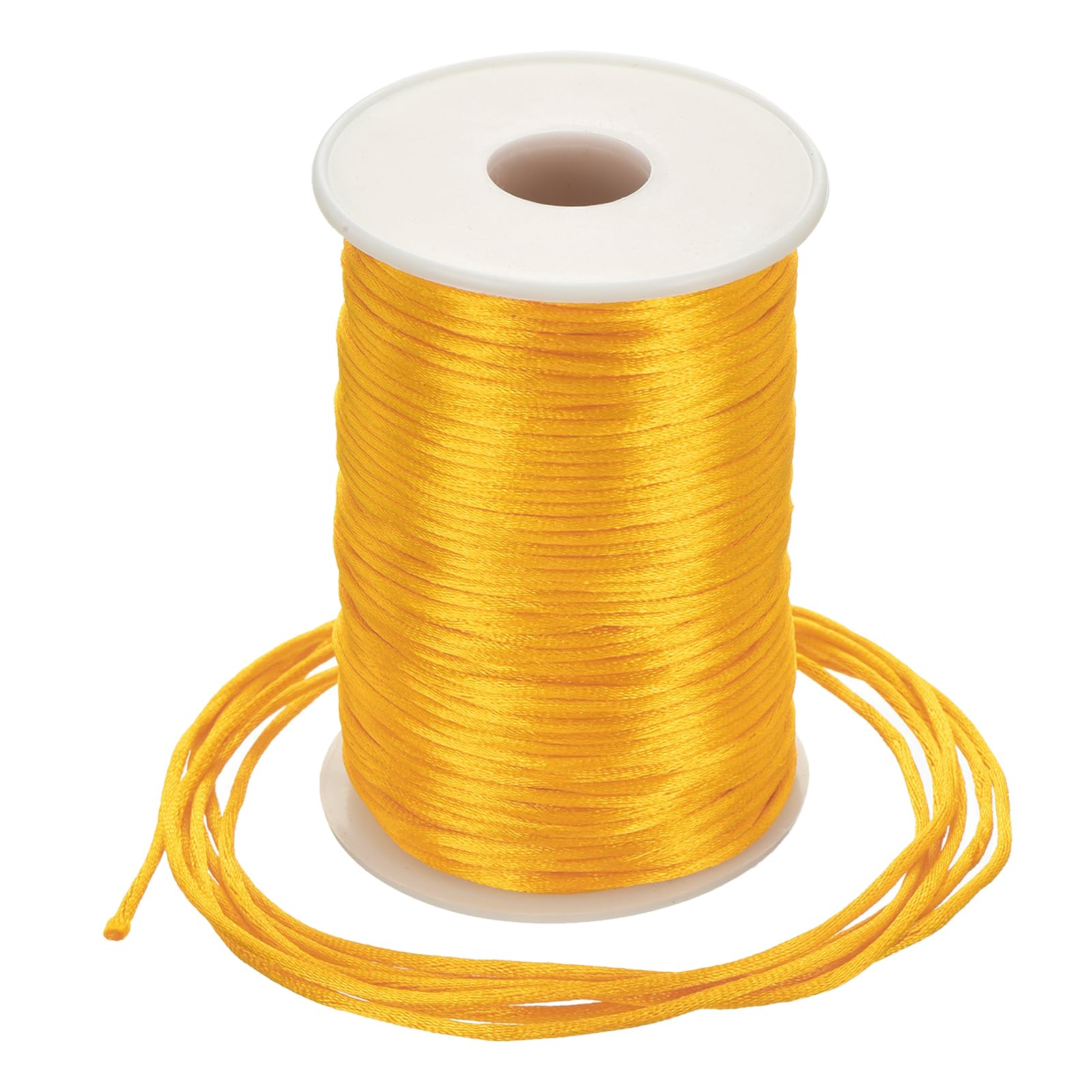 Rebower Nylon Satin Cord 2.5mm, 100m Nylon String for Bracelet Braided Thread [for Jewelry Making Necklace Chinese Knot Craft] - Golden Yellow