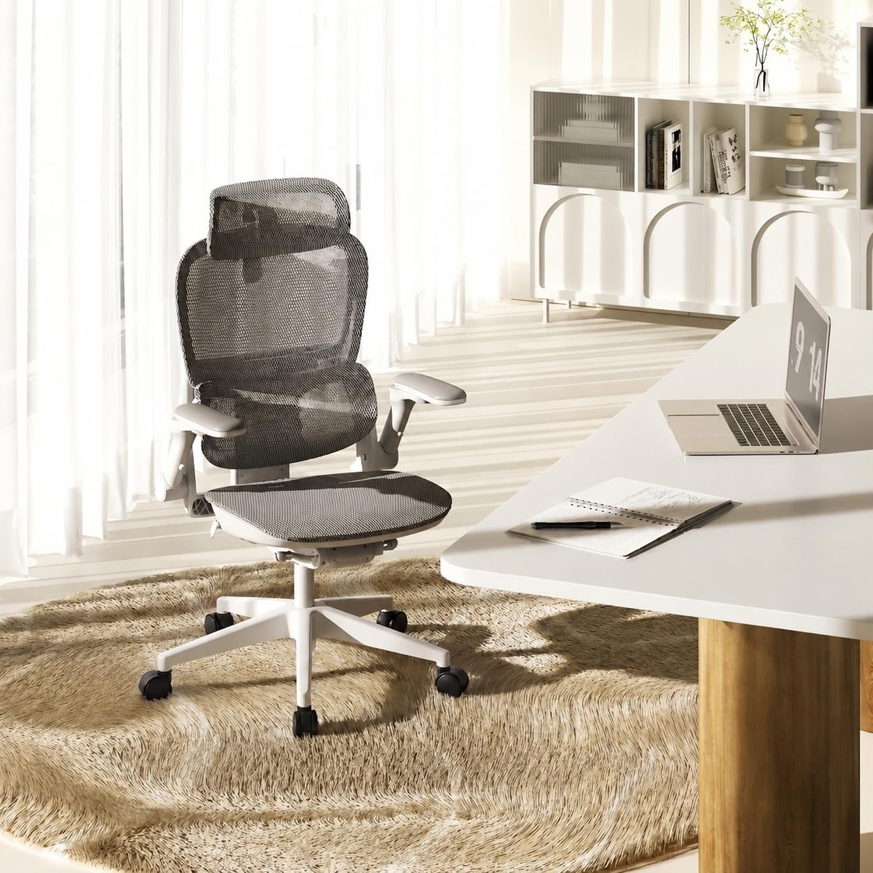 SIHOO B300 Pro Silla Ergonómica Oficina Soporte Lumbar Adaptativo, Blanco