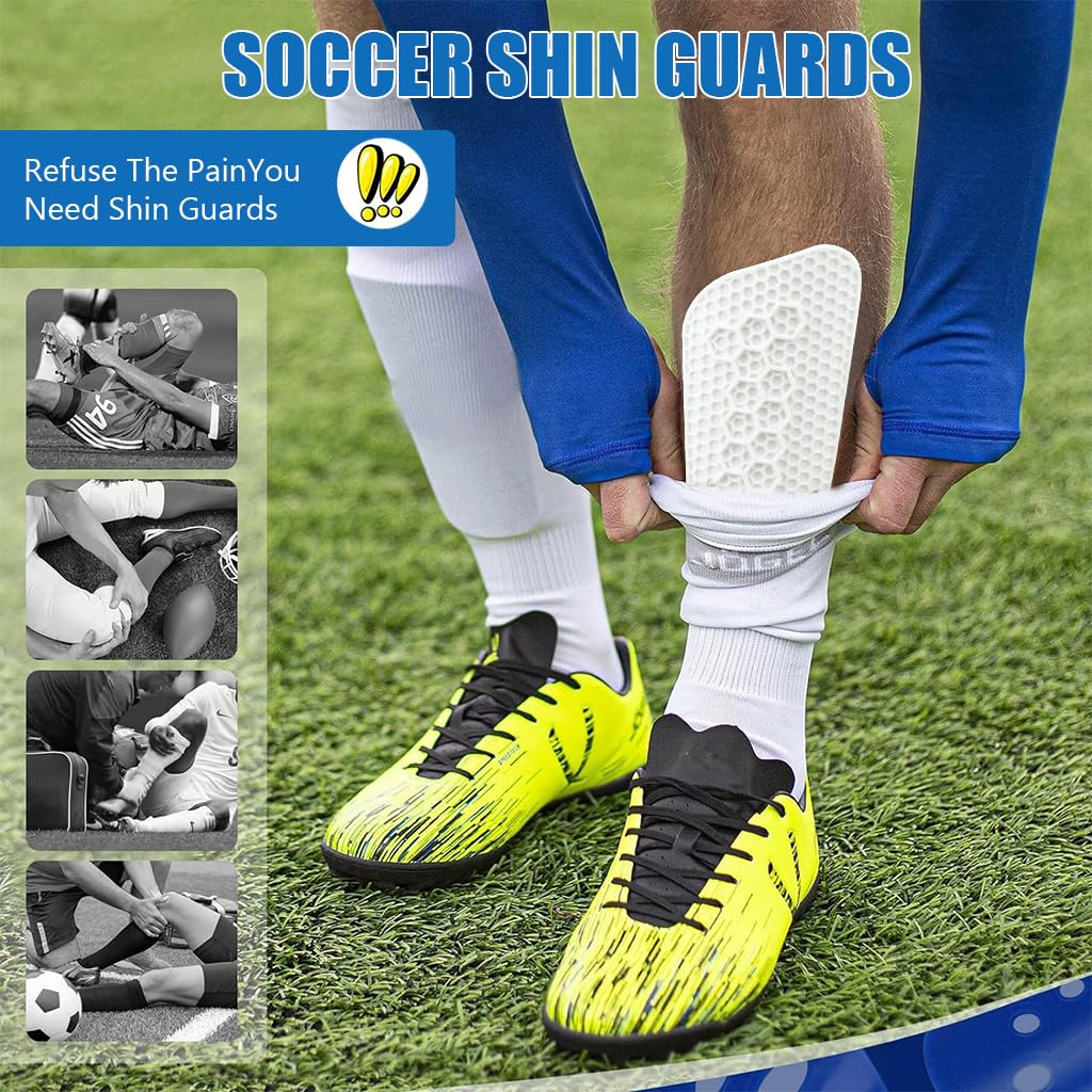 PROBEROS 2 Pcs Silicone Shin Guards for Football, Honeycomb Construction 3