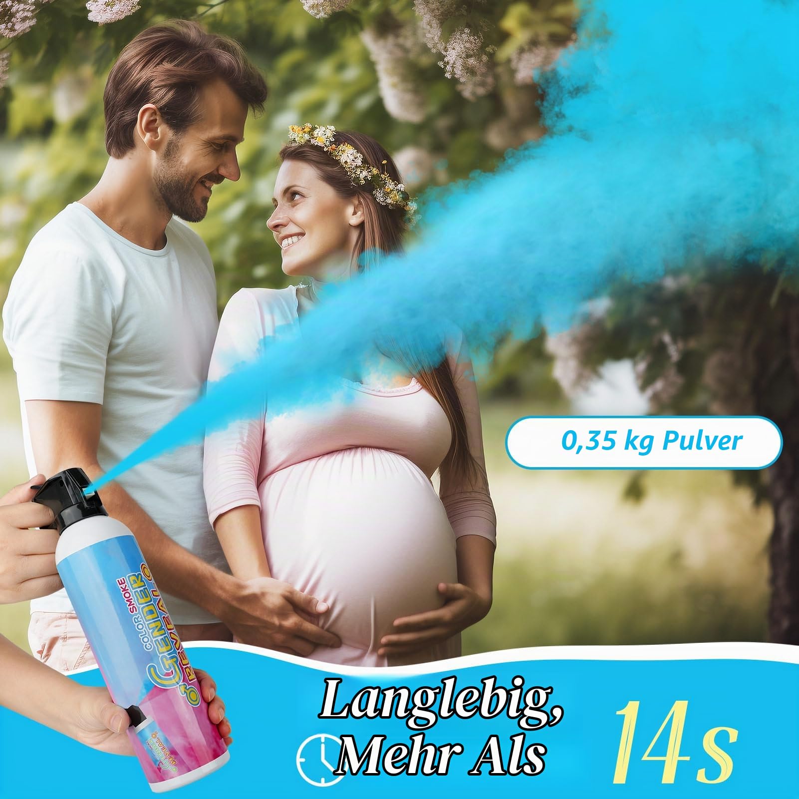 RISEMART XL Pulver-Feuerlöscher Gender Reveal Konfetti Kanone Poppers, Gender Reveal Rauchbombe 100% biologisch abbaubar für Gender Reveal Dekorationen (2 Stück, Blau)