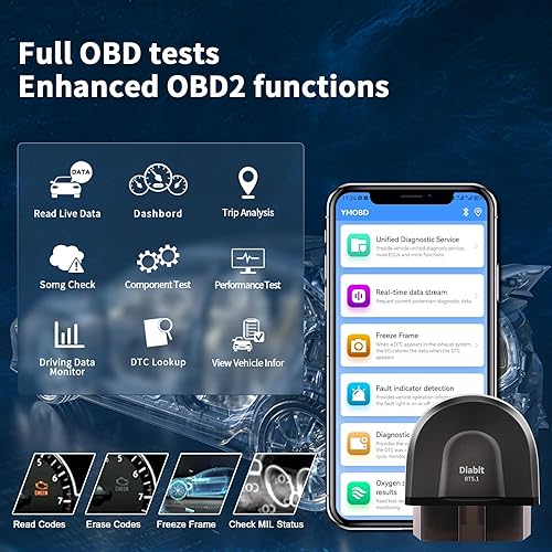 Miniatura 4 de Diabit Herramienta de diagnóstico del escáner OBD2 B25 con escaneo de todos los sistemas para nueve marcas, lector de código de automóvil mejorado