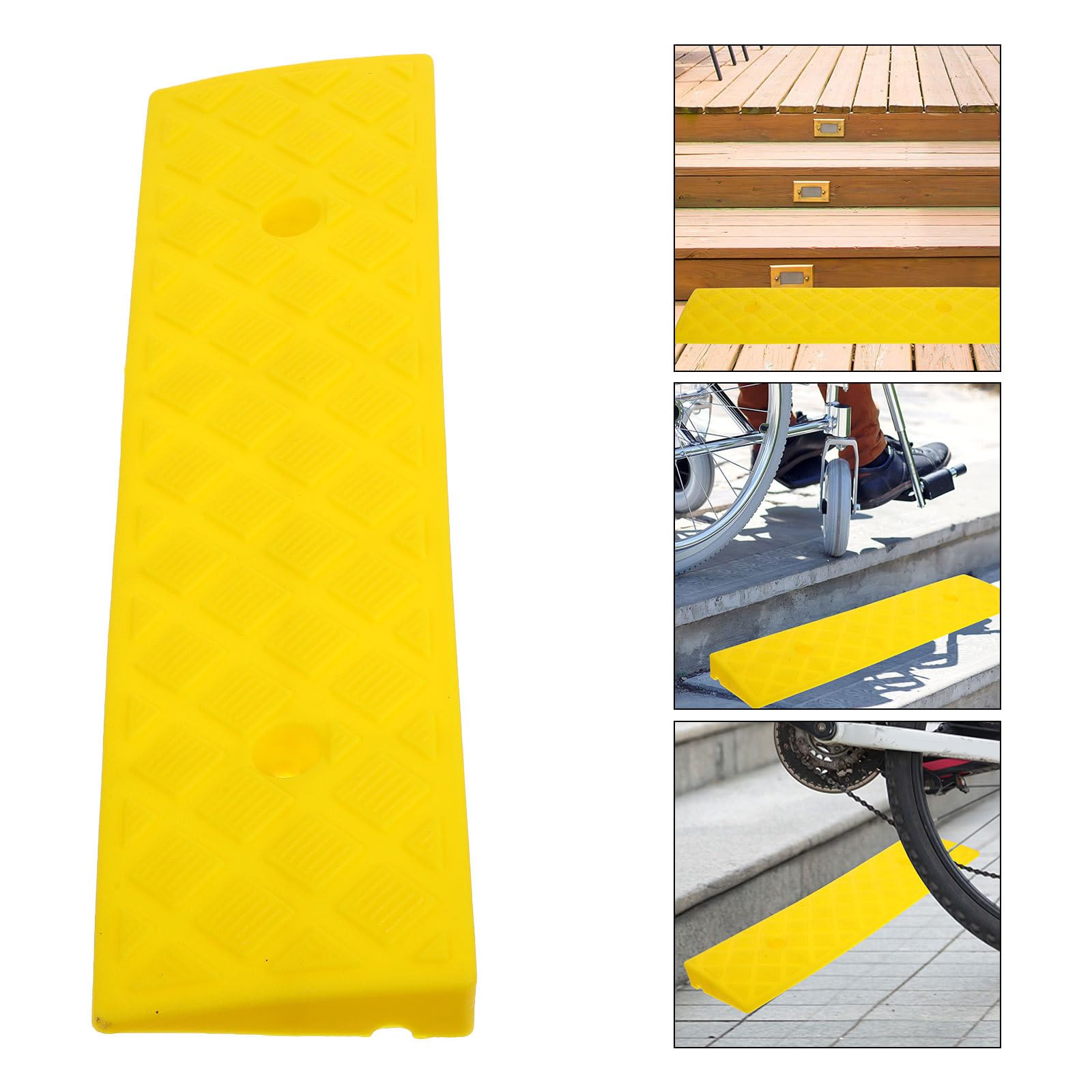 ifundom Rampa di Soglia in Plastica Gialla 50x13cm per Mobili Ruote o Biciclette 2 Pezzi Resistente All'usura per Casa e Lavoro