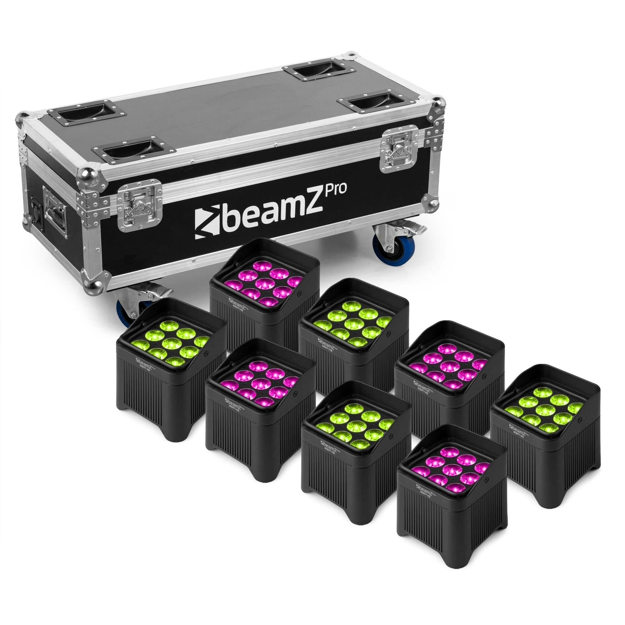 Beamz Pro BBP48 Uplight LED Par Strahler, 8er Set im Flightcase