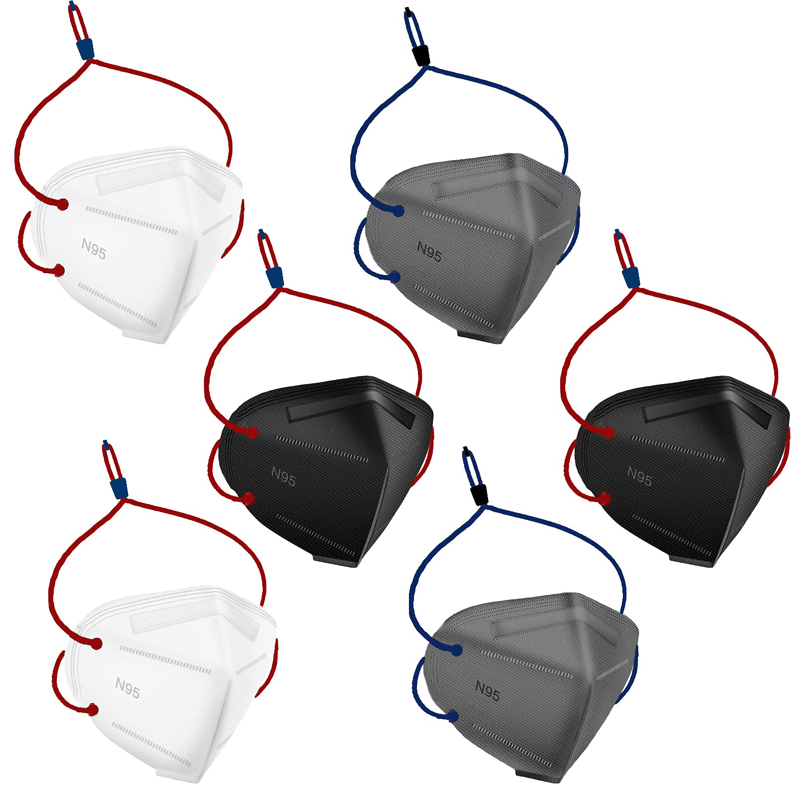 Shocknshop Non-Woven Fabric N95 Reusable Washable Face Mask CE, ISO, FDA and WHO-GMP Certified Head Loop 5 Layer For Men & Women - (Pack of 6, Black, Grey, White, Without Valve) (B09529WS74) Amazon Price History, Amazon Price Tracker