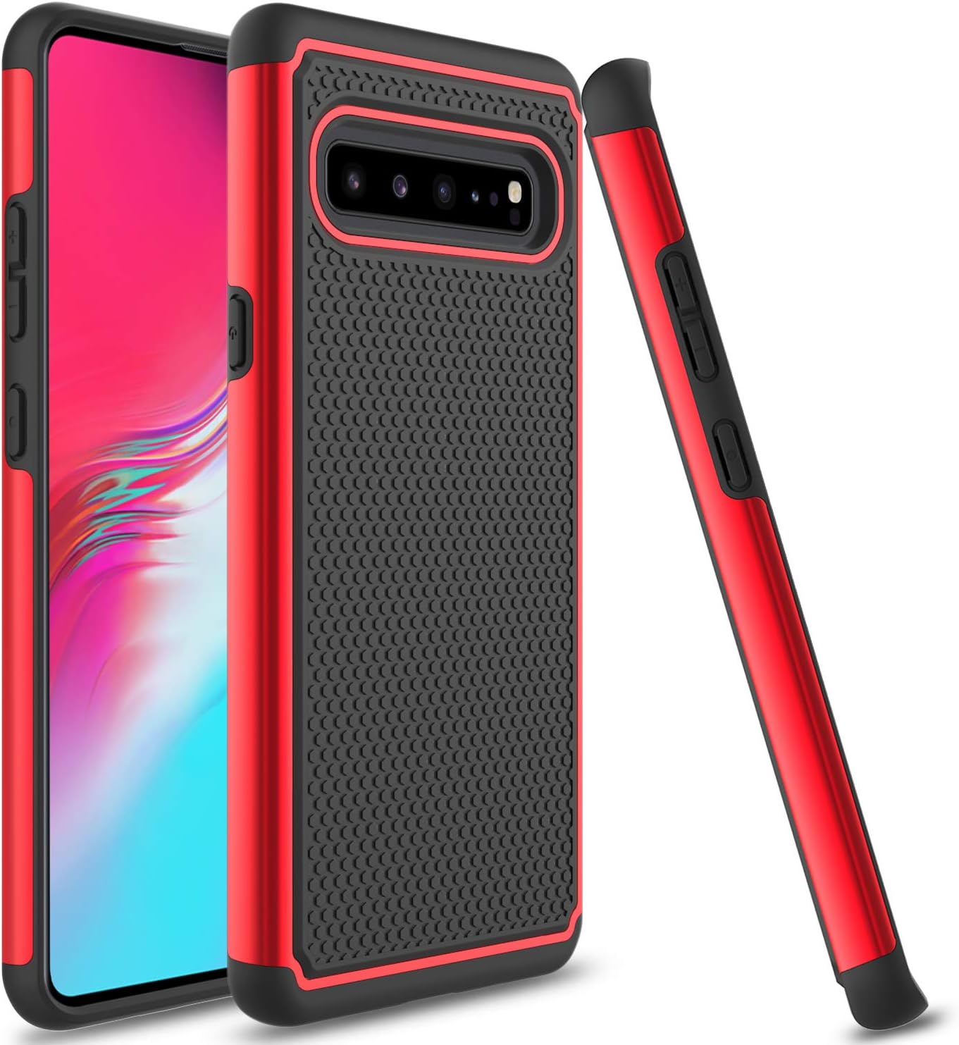 Galaxy S10 5G Case, Slim Hybrid Dual Layer Anti Scratch Shockproof Rugged Phone Protection Case Cover for Samsung Galaxy S10 5G 6.7inch (Red)