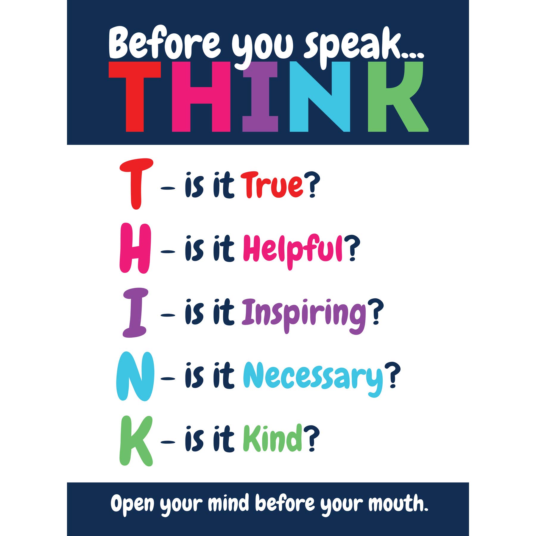 Before You Speak Think Life Inspirational Large Canvas Wall Art Print