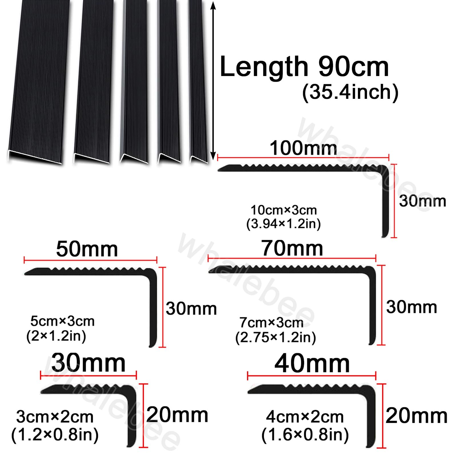 Perfil para Escaleras Antideslizante Perfil De Borde De Escalera, Protección De Bordes En L Forma para Escaleras, Peldaños, Umbrales - Cantonera Protector De Escaleras Interior Y Exterior