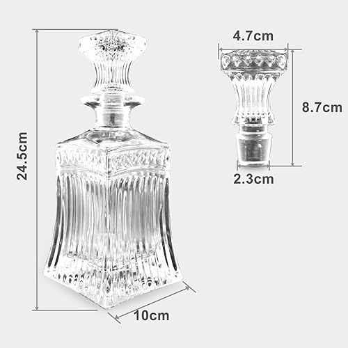 Miniatura 6 de Decantador de vidrio con tapón geométrico hermético, decantador de whisky para vino, bourbon, brandy, licor, jugo, agua, enjuague bucal, vidrio