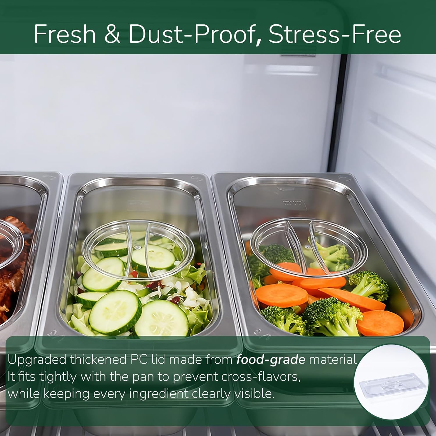 6 Pack Stainless Steam Hotel Pan with Lid, 1/3 Size x 6 Inch Deep Table Steam Pan Restaurant Supplies Reusable Anti Rust Catering Storage for Home, Buffet,Party, Restaurant, Hotel - Image 3