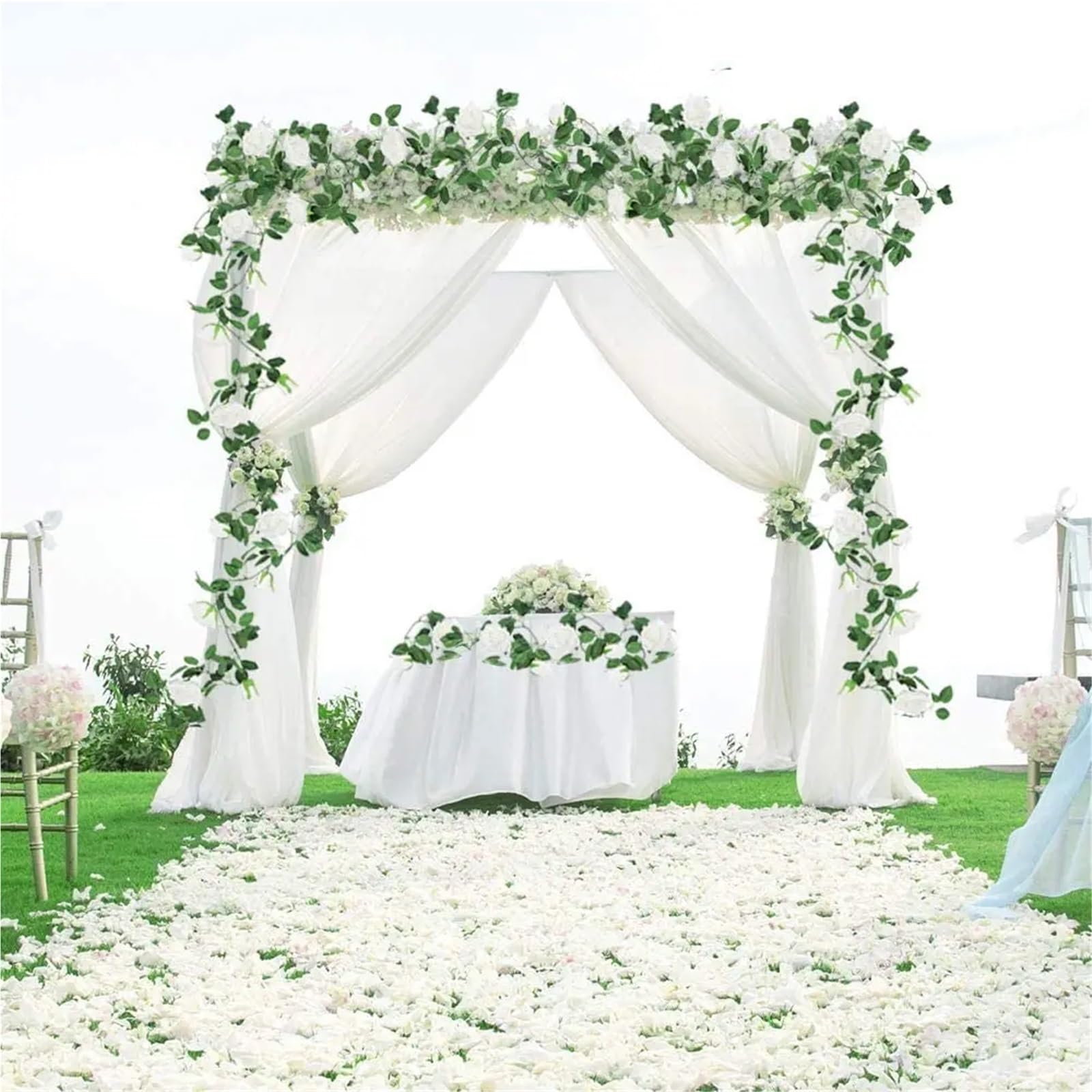 Künstliche Greenery Girlande künstliche Blumen, Weinreben-Girlandenpflanzen for Hotelhochzeitshaus zur Dekoration(Rosso)