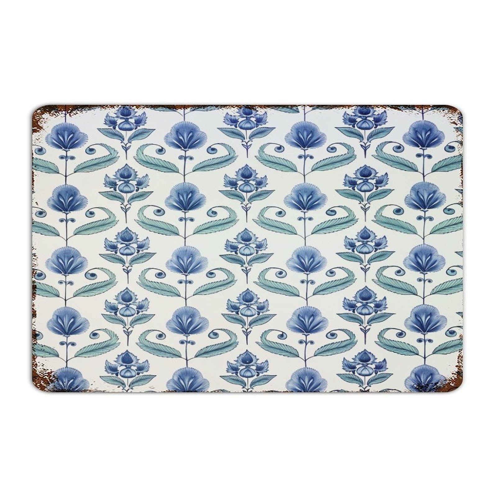 Letrero de metal floral de loto azul, 30,5 x 45,7 cm, personalizado, para dormitorio, casa, puerta delantera, hombre, cueva, decoración de garaje, placas artísticas de pared con flores exóticas para
