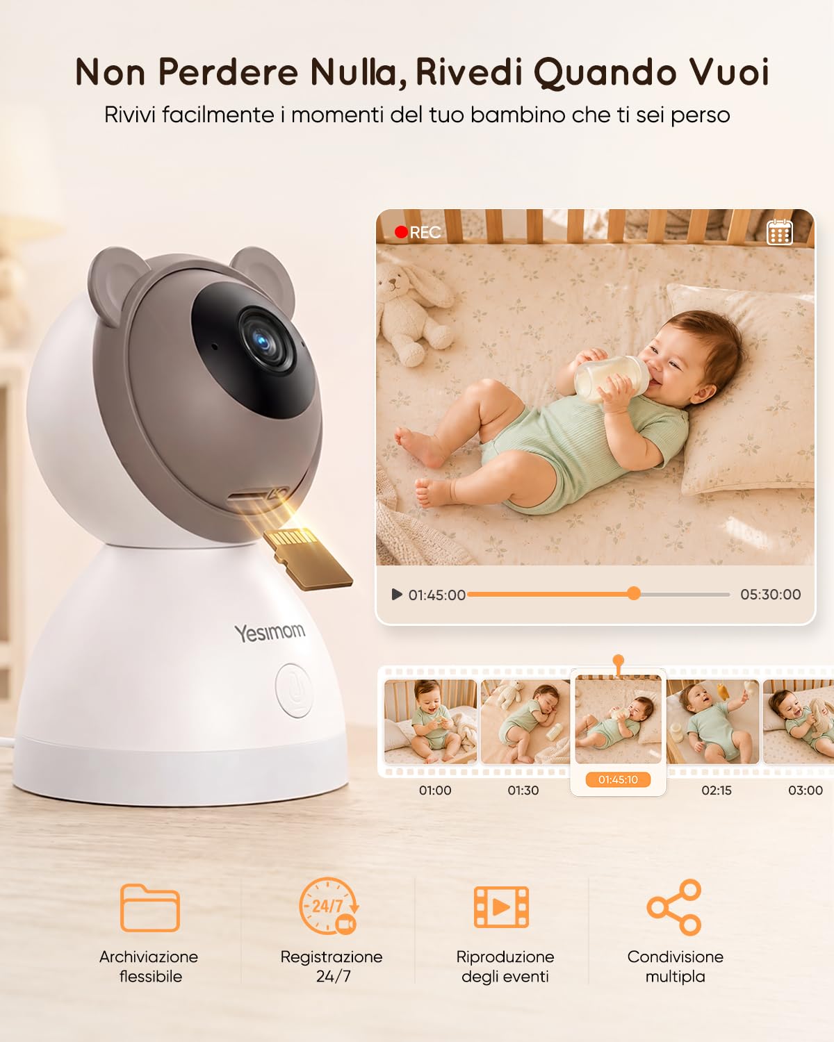 YESIMOM 2K Baby Monitor WiFi con Schermo 5″ e App — immagine 10 di 16