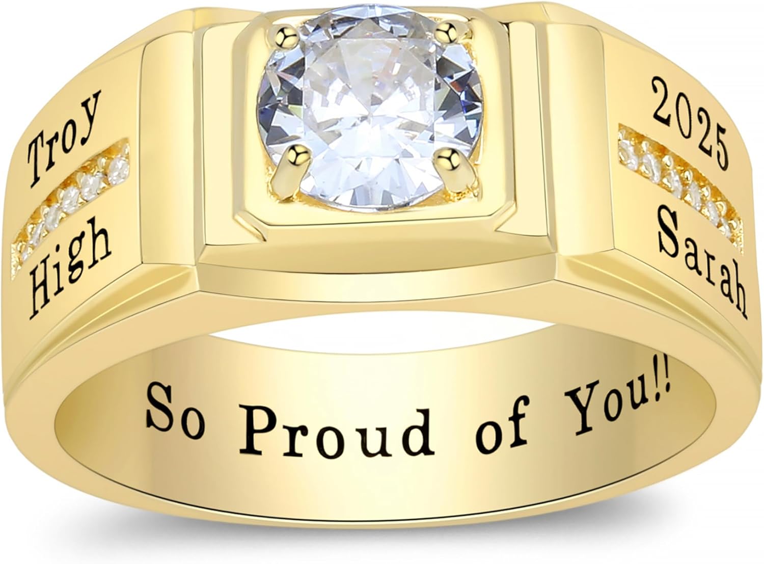 Custom Class Rings Fully Personalized Class Rings for Men Birthstone Men's Sterling Silver Rings Graduation Rings Class Rings for Men High School Size 5-15 Men's High School Class Rings