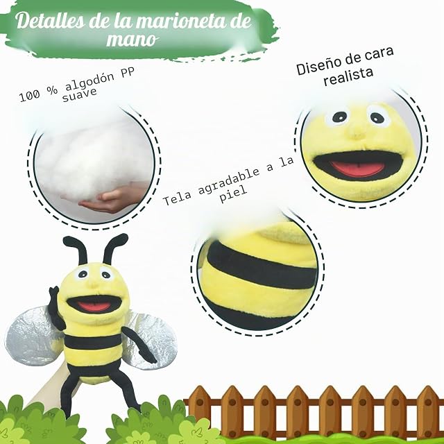 Foto 3 de 8 de lilizzhoumax marioneta de Mano de Abeja de Peluche Lindas Muñecas de Relleno de Roedores