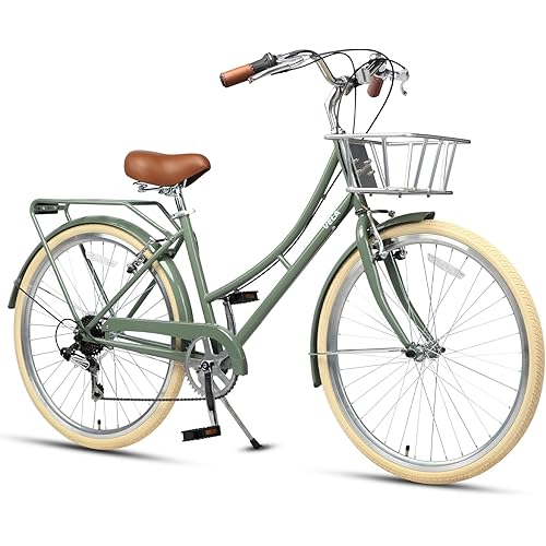 AVASTA Vela Hybrid Bike for Adult Women Female Lightweight Step Through 26 Inch High Tensile Steel Frame City Commuter Comfort Lady Bicycle, 6-Speed, Multiple Colors