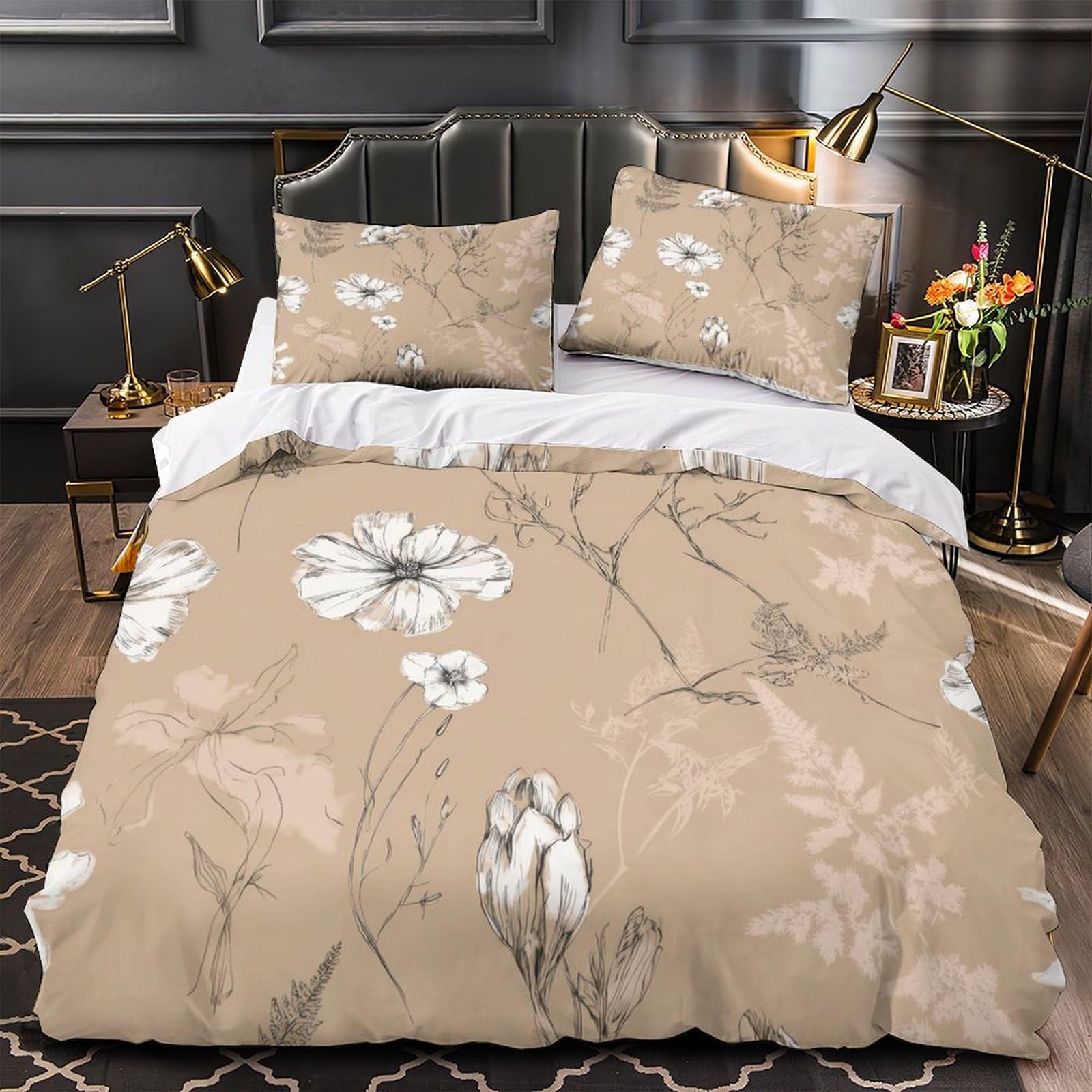 Parure de lit 3d motif floral en microfibre douce et hypoallergénique de qualité supérieure