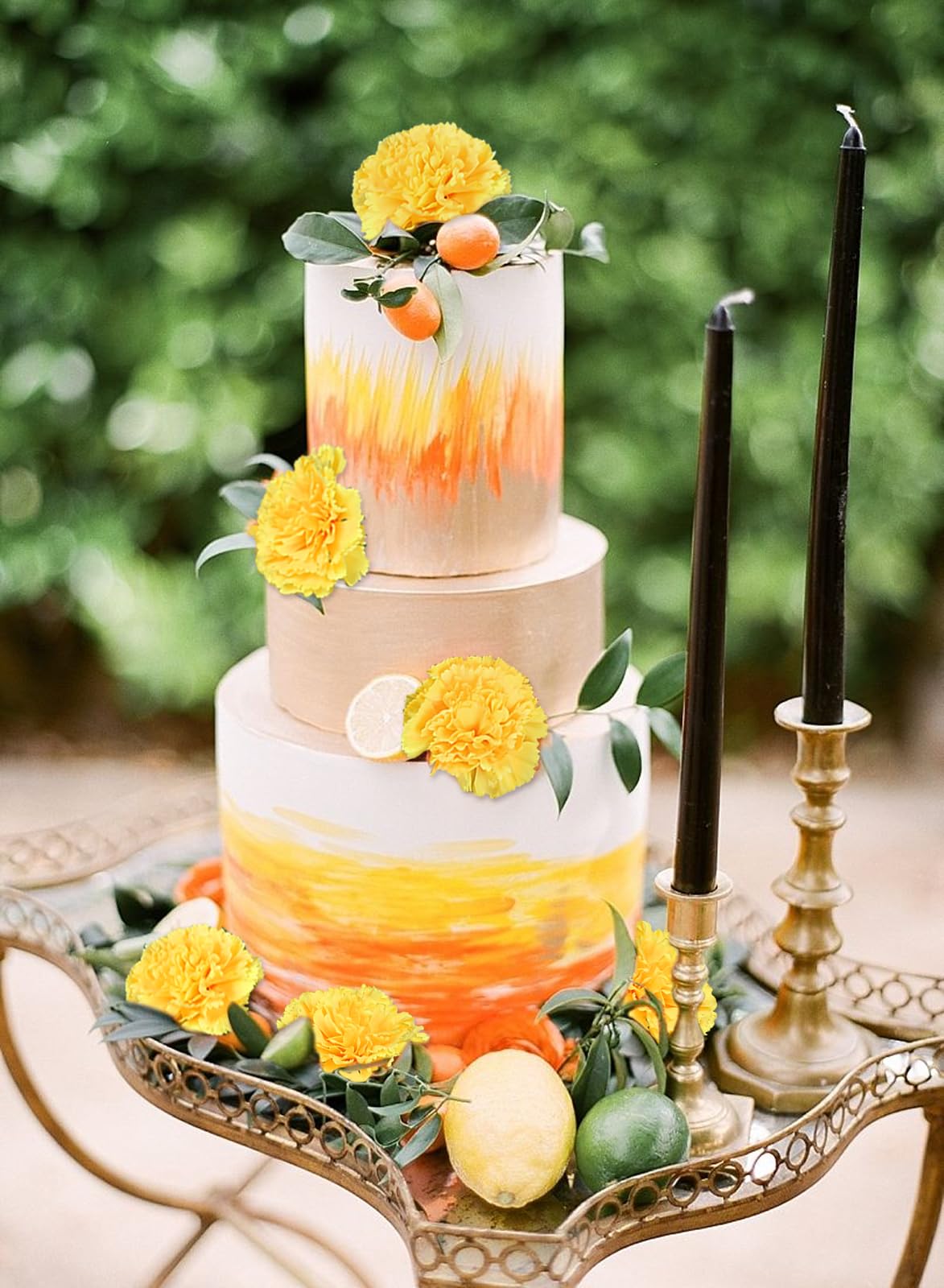 IPOPU Gelbe Nelken, künstliche Blumen, 6 Stück, künstliche Nelken, Seidenblumen, 83,8 cm lange Blumen für hohe Vasen für Hochzeit, Zuhause, Tischdekoration, Blumenarrangement, Gelb