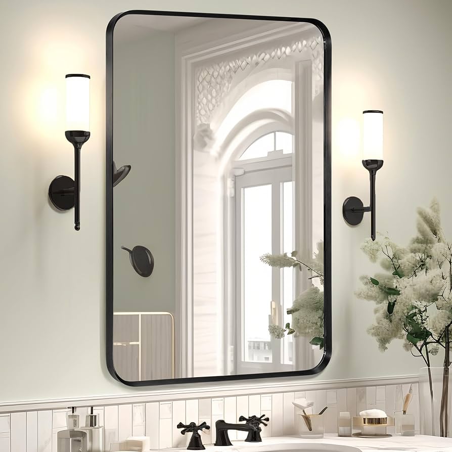 『HAMI VEN 6337 BLACK×SILVER』 Amazon.com: Minuover Wall Mount Mirror for Bathroom, Brush