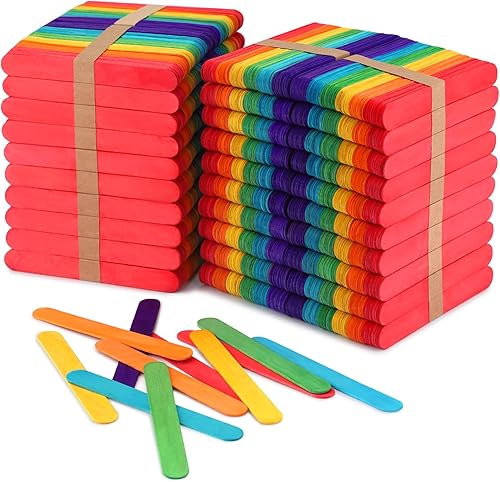 Miniatura 8 de 60 palitos de madera jumbo de 6 pulgadas de colores, palitos de paleta de madera arco iris, palitos anchos de paleta, palitos de golosinas, palitos