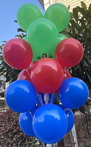 Miniatura 3 de JODIDI 100 Pcs 12 Inch Red Royal Blue Dark Green Latex Balloons Decoration, Birthday Wedding Baby Shower Party Balloons Decoration (Red Blue Green)