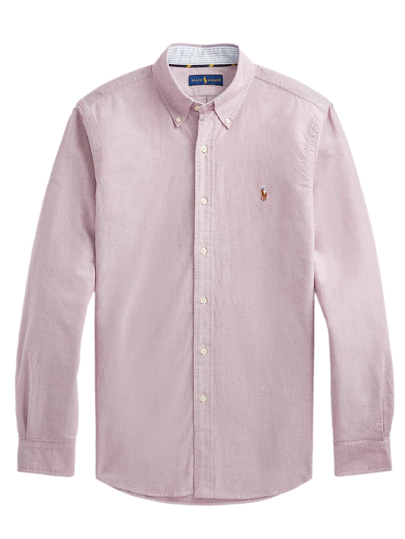 POLO RALPH LAUREN Men's Classic Oxford Long Sleeve Sport Shirt, Ralph Lauren Crimson, Medium
