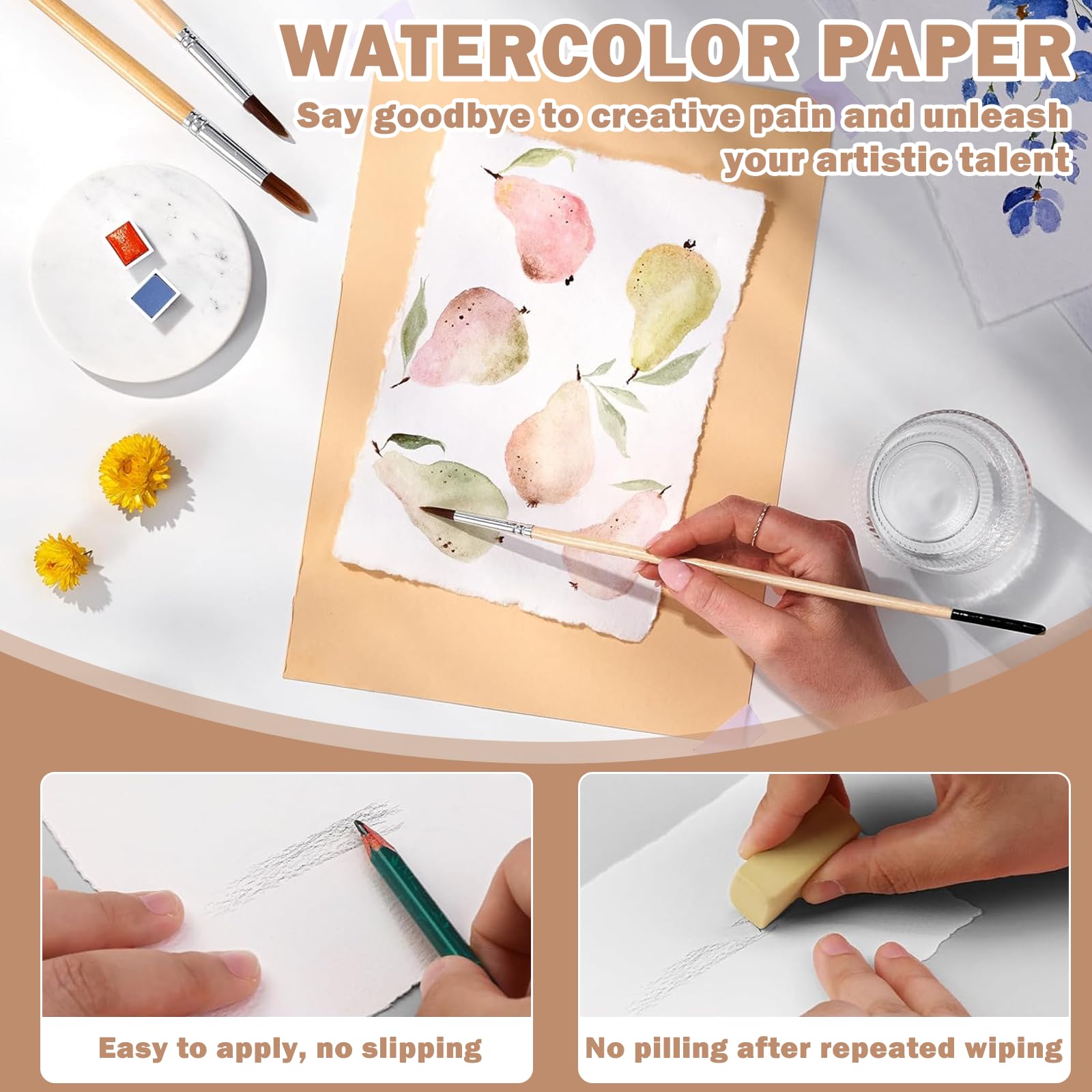25 stuks handgemaakt wit watercolor paper aquarelpapier dik papier zaadpapier creatieve stijl tekenpapier geschikt voor tekeningen, wenskaarten en brieven (10,2 x 15,2 cm