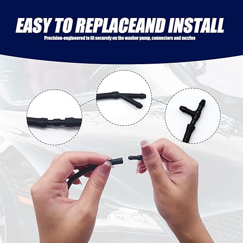 Miniatura 3 de Kit de 13 mangueras para limpiaparabrisas de automóvil, 1 manguera de goma de 13.12 pies, 4 conectores de manguera en T, 4 conectores I, 4