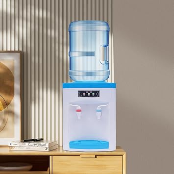 Tabletop Water Cooler Dispenser, Electric Hot/Cold Water-Cooled Drinking Machine with Top Loading, 550W Compact Drinking Fountain Automatic Drinking Water Tools for Home Office