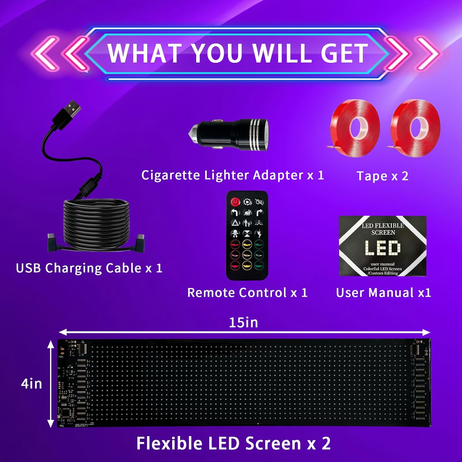 2Pcs Sync Devil Led Eyes for Car Windshield, 15"X 4" Ojos Led para Carro Lights for Truck, Programmable Full Color Animated Matrix Panel, Electra Eyes, Smart App & Remote Control - Image 2