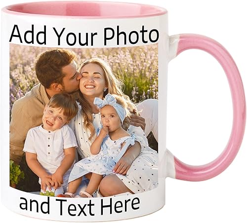 Taza de café personalizada  Taza personalizada con nombre y logotipo con texto fotográfico, taza personalizada de 11 onzas en ambos lados, regalos