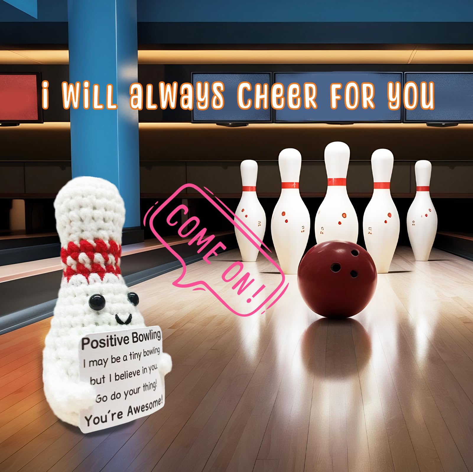 Mini Funny Crochet Bowling Ball Geschenk für Bowling-Liebhaber, Geburtstagsgeschenk für Männer und Frauen, die Bowling lieben, Emotionale Unterstützung Häkeln