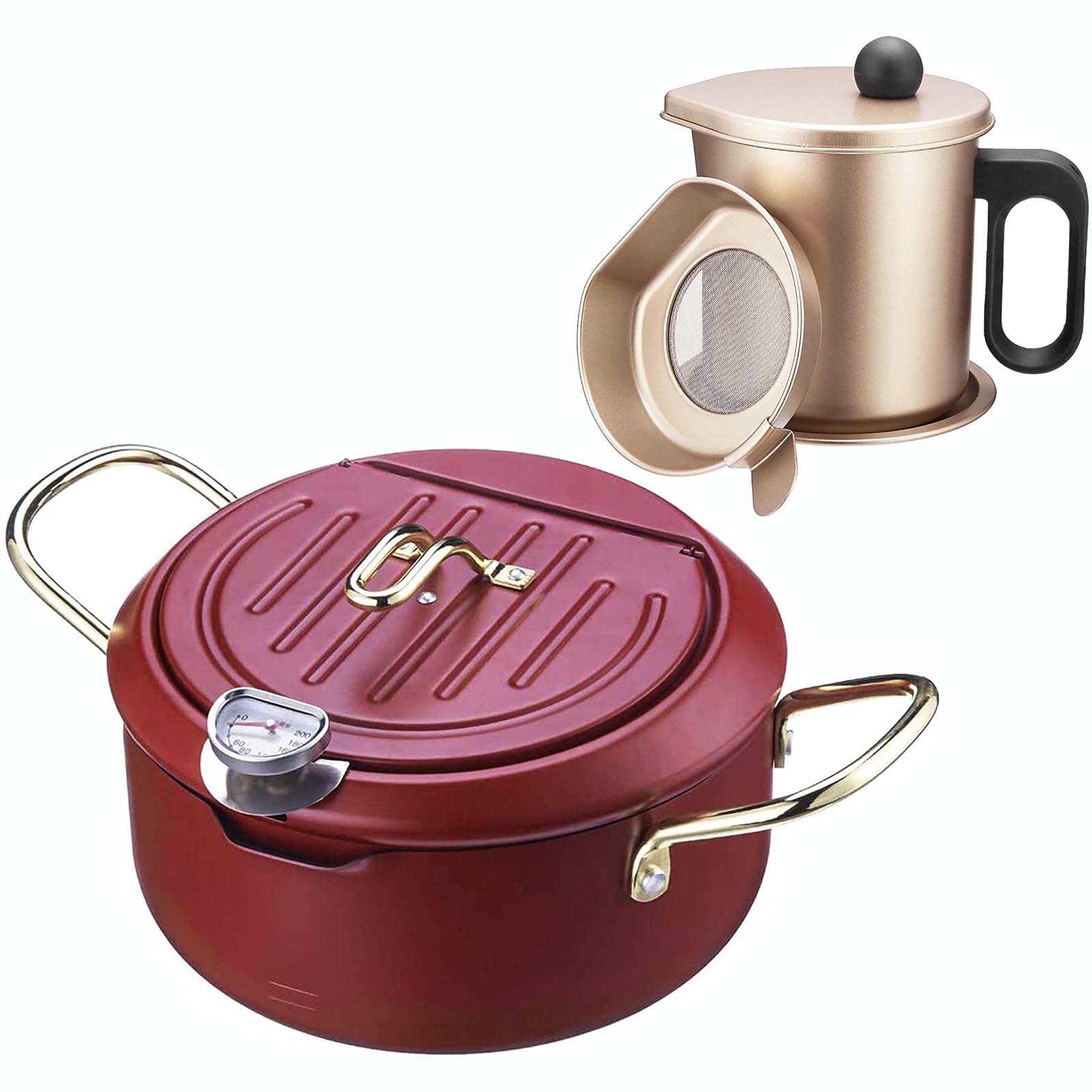 Buy LEPO Deep Fryer Pot Tempura Frying Pot with Thermometer, Oil Pot