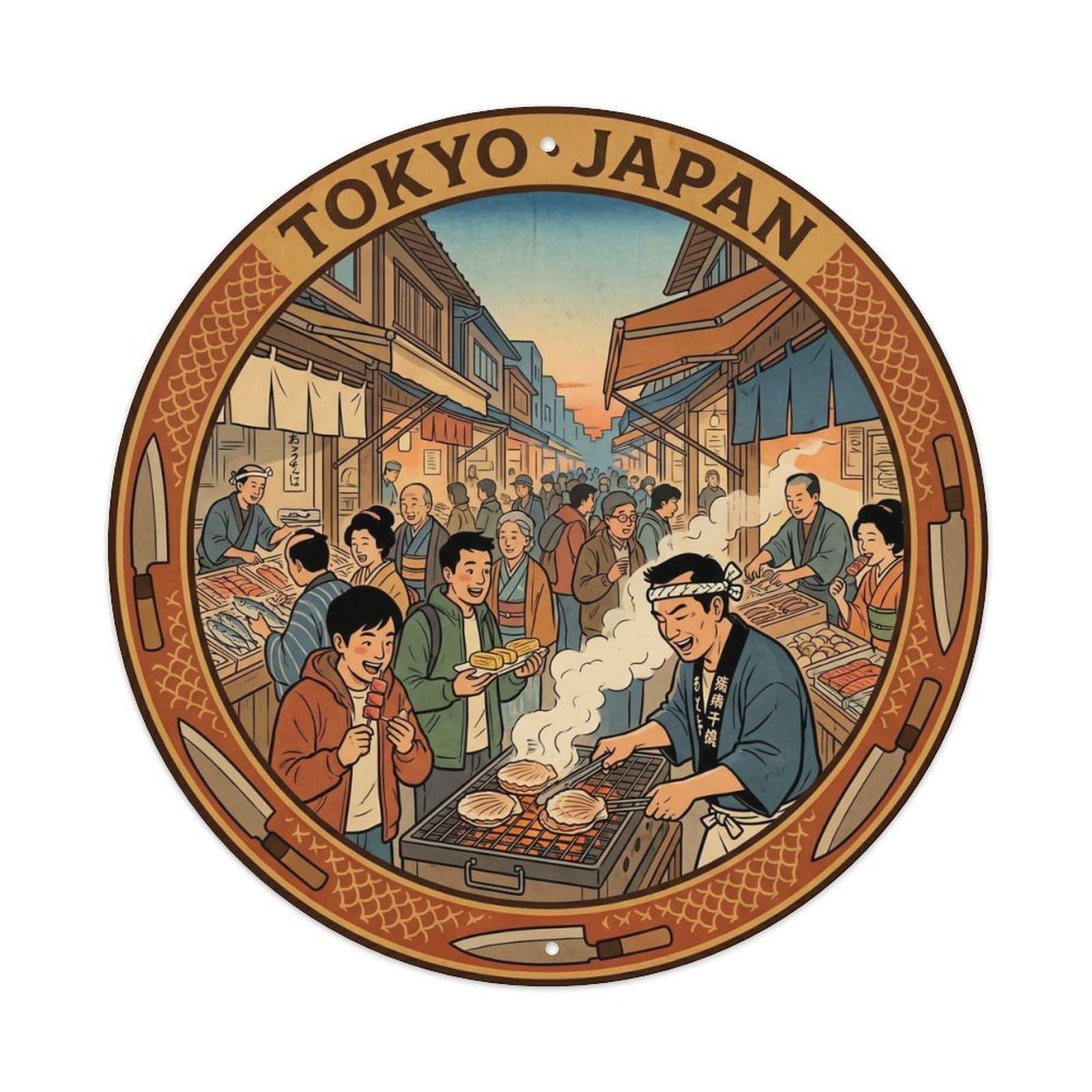 Tokyo Tsukiji Outer Market Food Culture Journey Street Metal Tin Sign