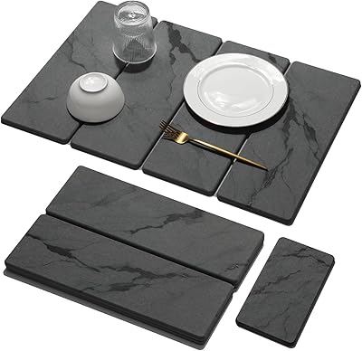 2 PCS Alfombrilla de Secado de Piedra Grande para Cocina, 24x16 Pulgadas, Absorbente