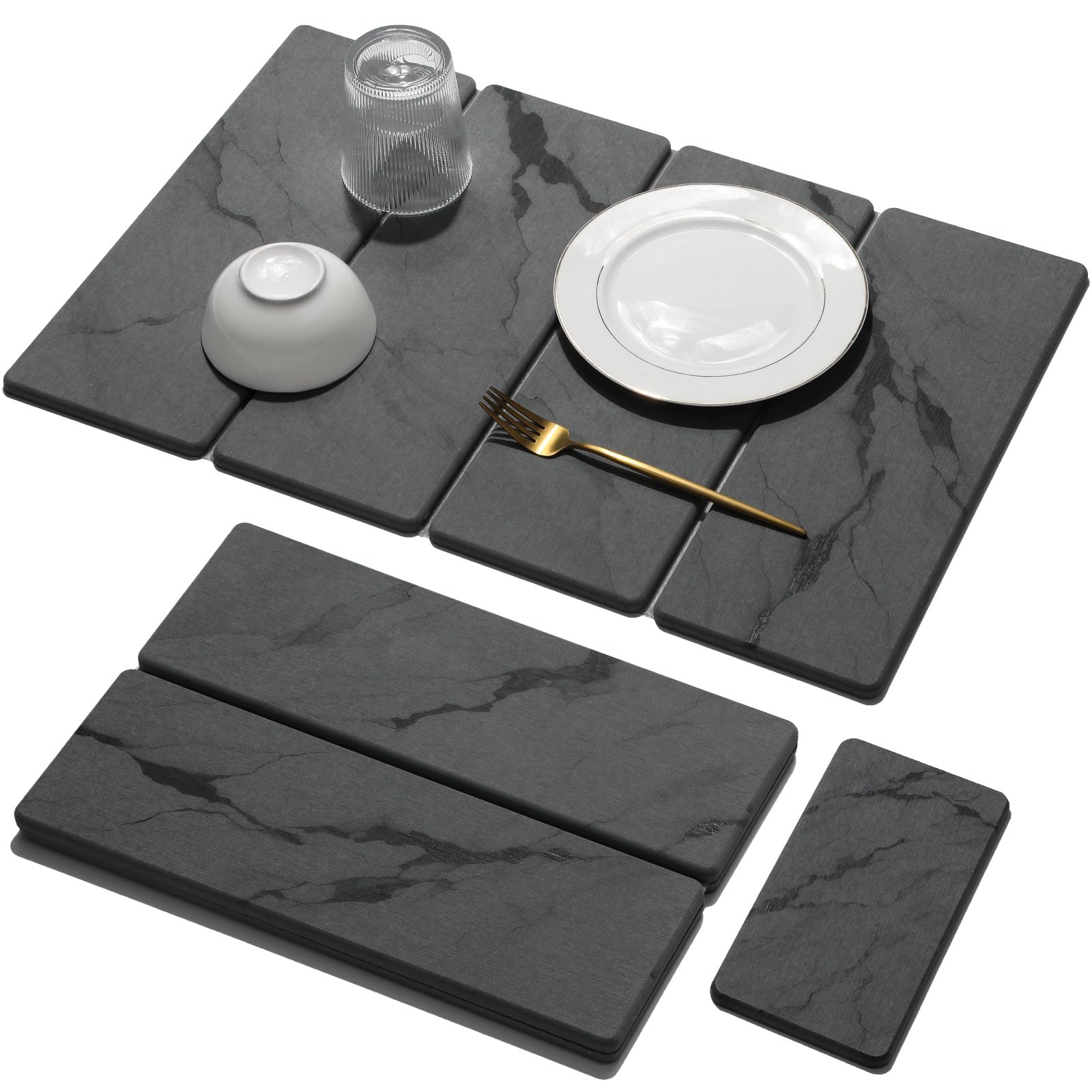 Photo 1 of Linidcoud Large Stone Dish Drying Mat (24"x16") - Dark Gray