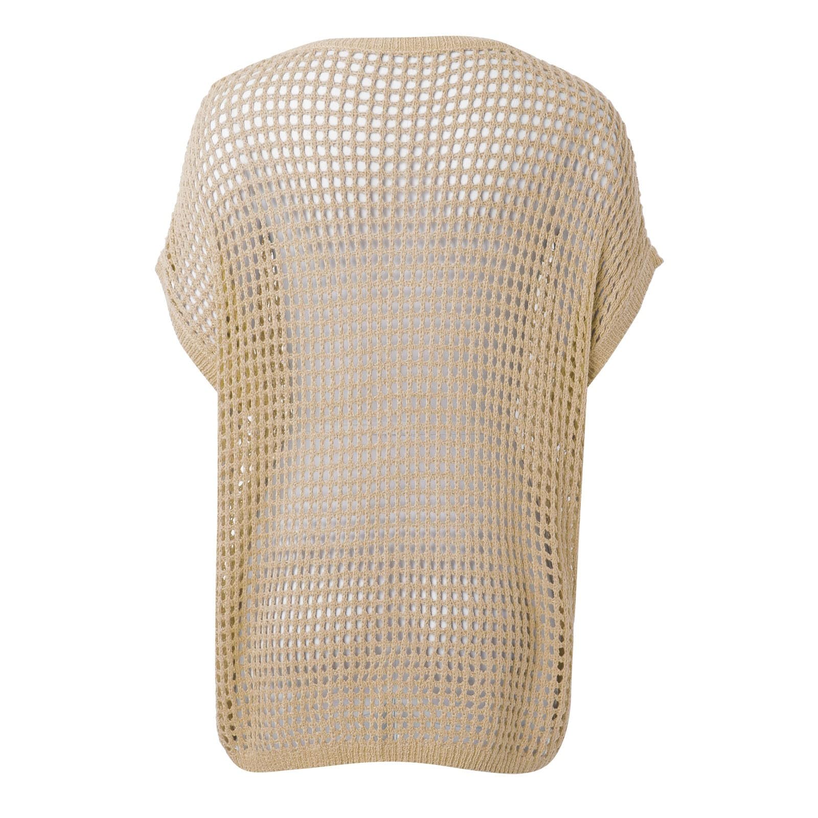 Top Mujer Ganchillo Cuello Redondo Cover Up Rejilla Chic Camiseta Punto Casual Blusa Suéter de Manga Corta con Cuello Redondo para Mujer, Tops de Punto calados de Ganchillo Informales