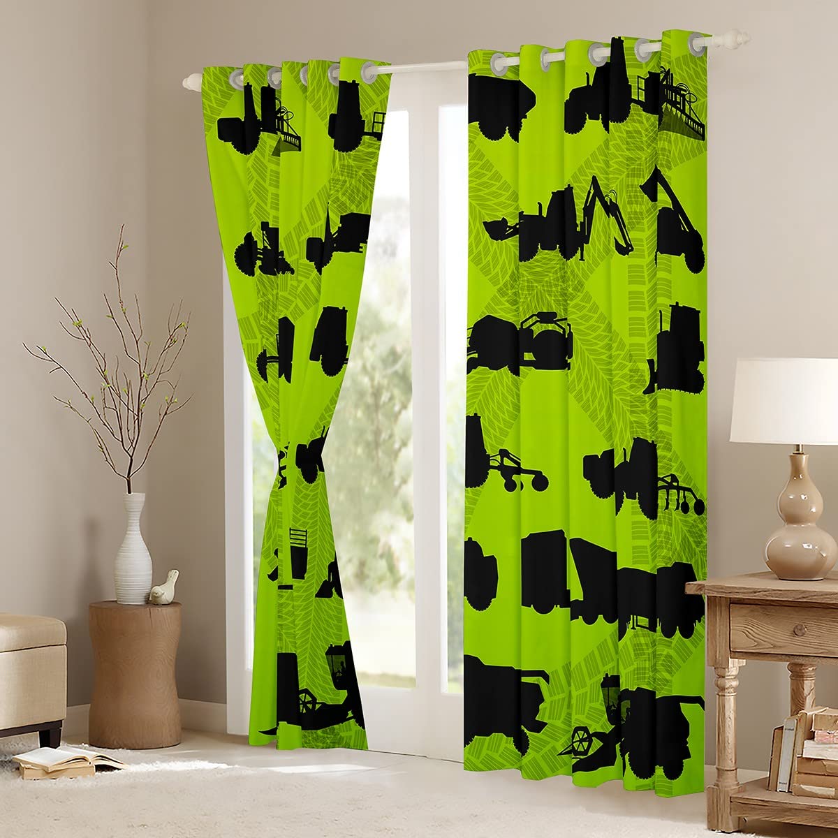 Cortinas de Ventana de Coche de Dibujos Animados para Dormitorio, Sala de Estar, Excavadora, Tractor, Cortinas para niños, construcción de Ventanas, maquinaria, grúas, vehículos, Tratamiento de Venta